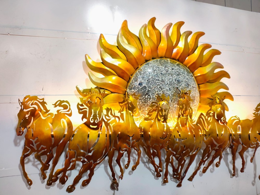 7 RUNNING HORSE GOLDEN AND MIRROR WORK