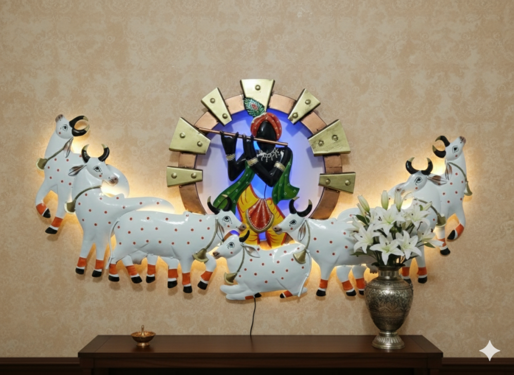 7 COW WITH LORD  KRISHNA  LE D ( 48X24 INCH )
